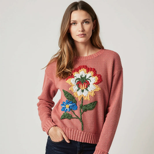 Rose | Håndbroderet statement-sweater