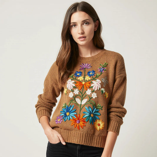 Flora | Eksklusiv håndbroderet uldsweater