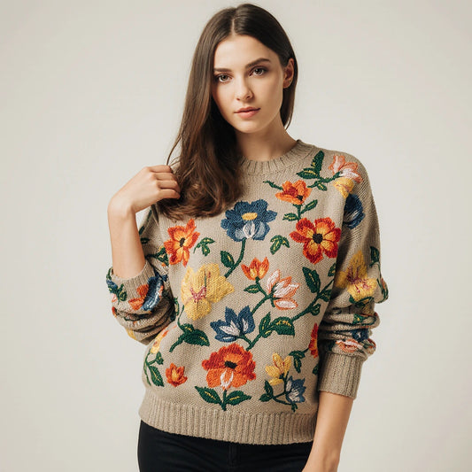 Wildflower | Eksklusiv broderet striksweater